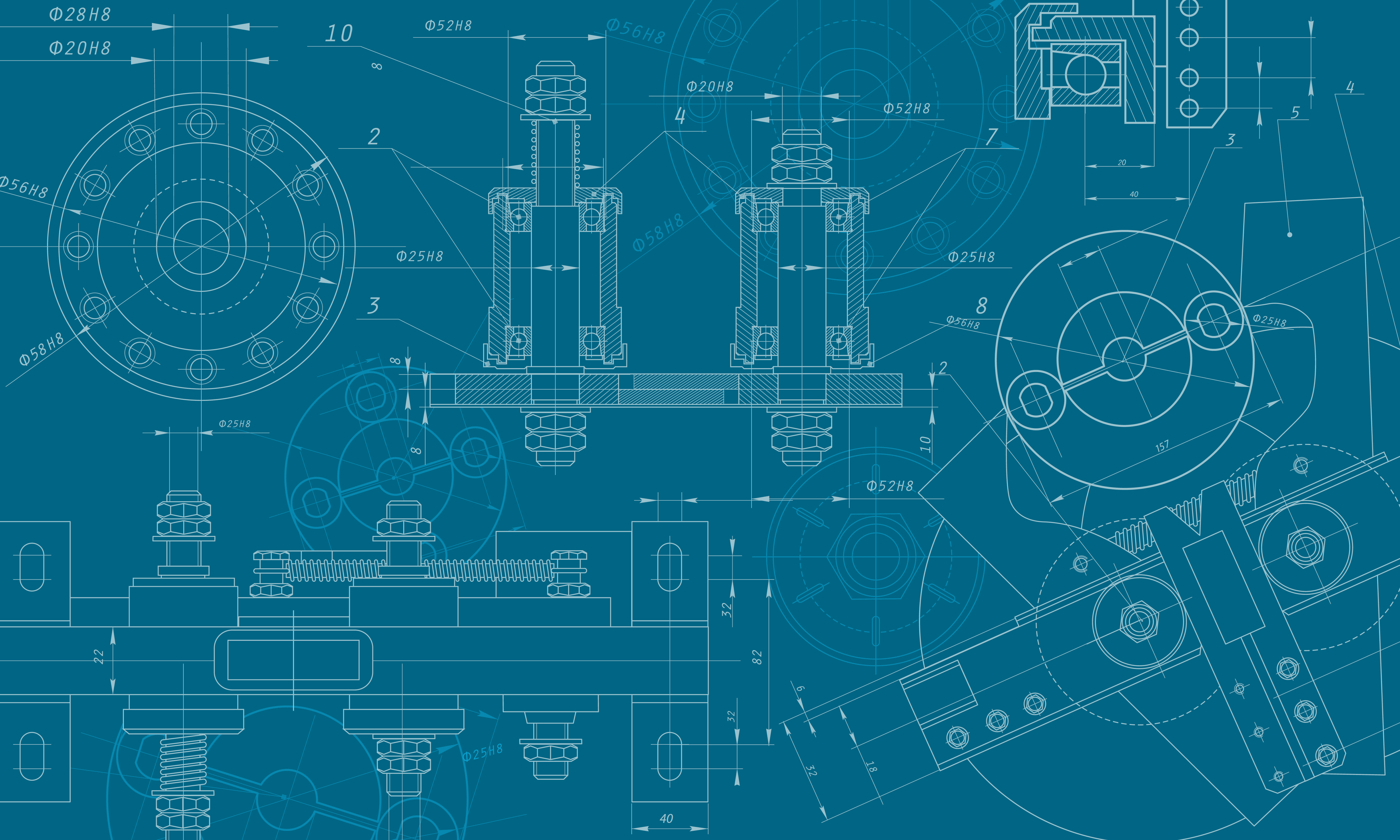 Blueprint of mechanical parts